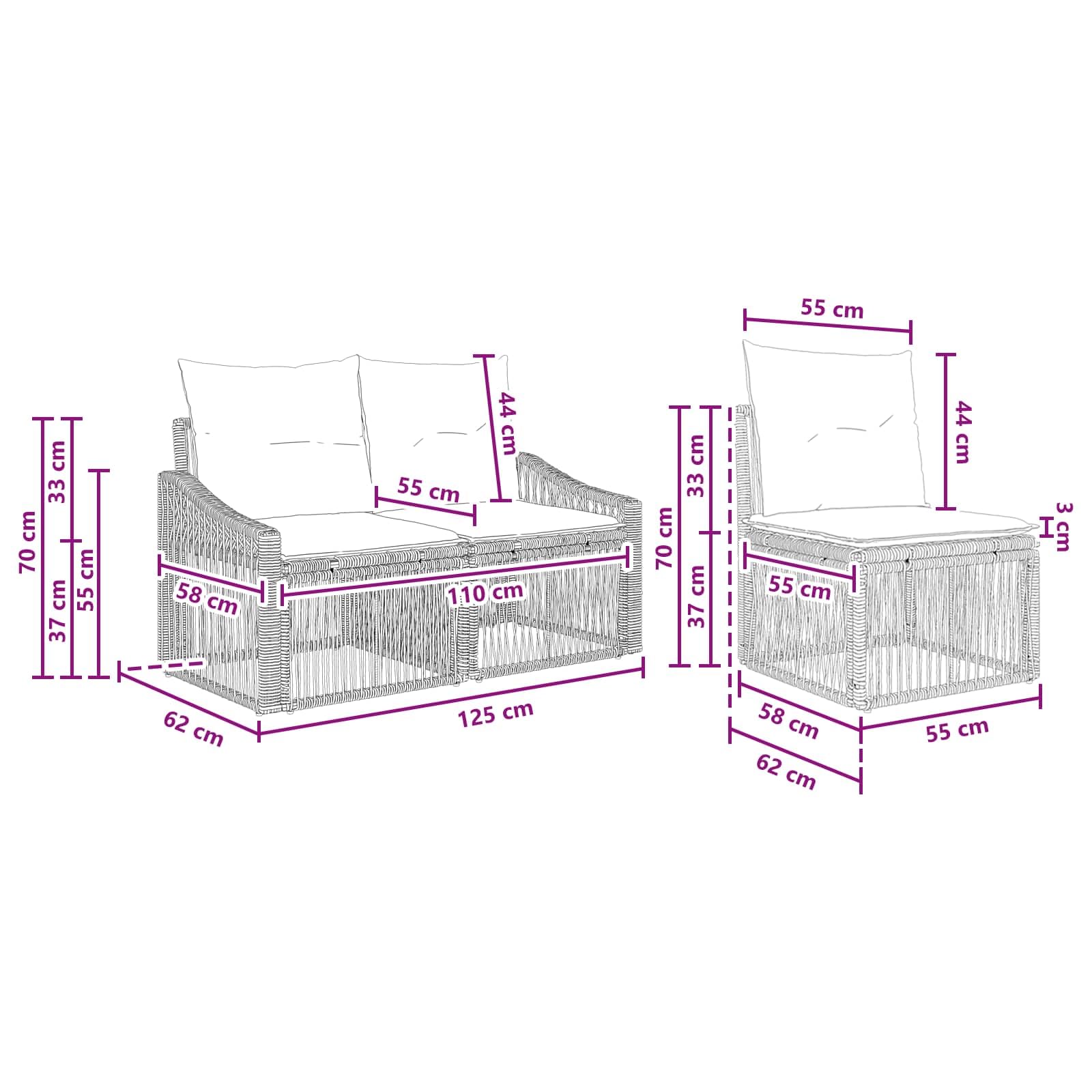 Gartensofa-Set 6-TLG. 6-Sitzer Beige Polyrattan