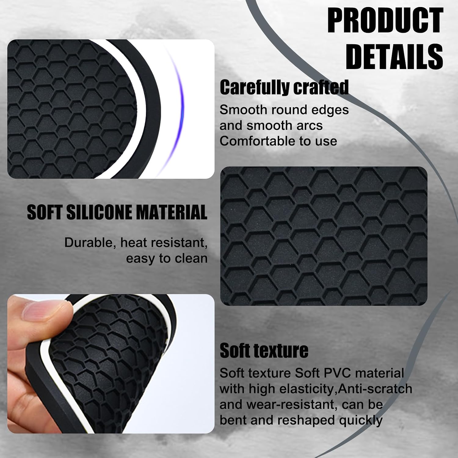 4PCS Car Cup Holder Coasters, 2.75 Inch Non-Slip Insert Cup Holder Pad, Dustproof Automotive Interior Accessories Mat, Universal for Trucks, Vehicles, RVs and More (Black/White) image 5