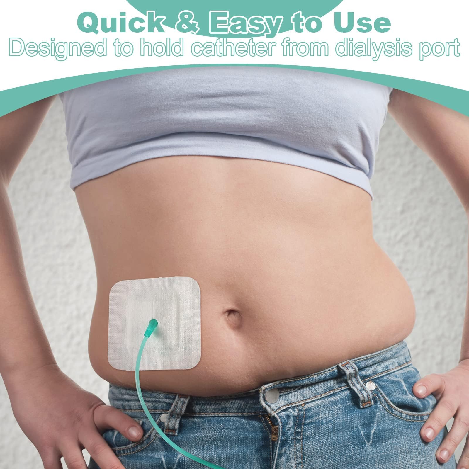 Feeding Tube Pads 4 x 4 Inch Split Drain Adhesive Bandages PD Catheter G Tubes Covers Dialysis Accessories Gtube Supplies (50 Pcs)