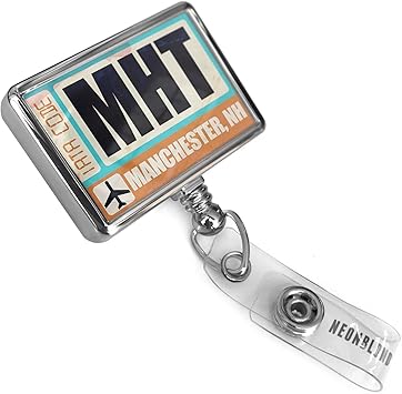 Amazon 格納式idバッジリール空港コードmhtマンチェスター Nh Withブルドッグベルトクリップonホルダーneonblond 名札 ホルダー 文房具 オフィス用品