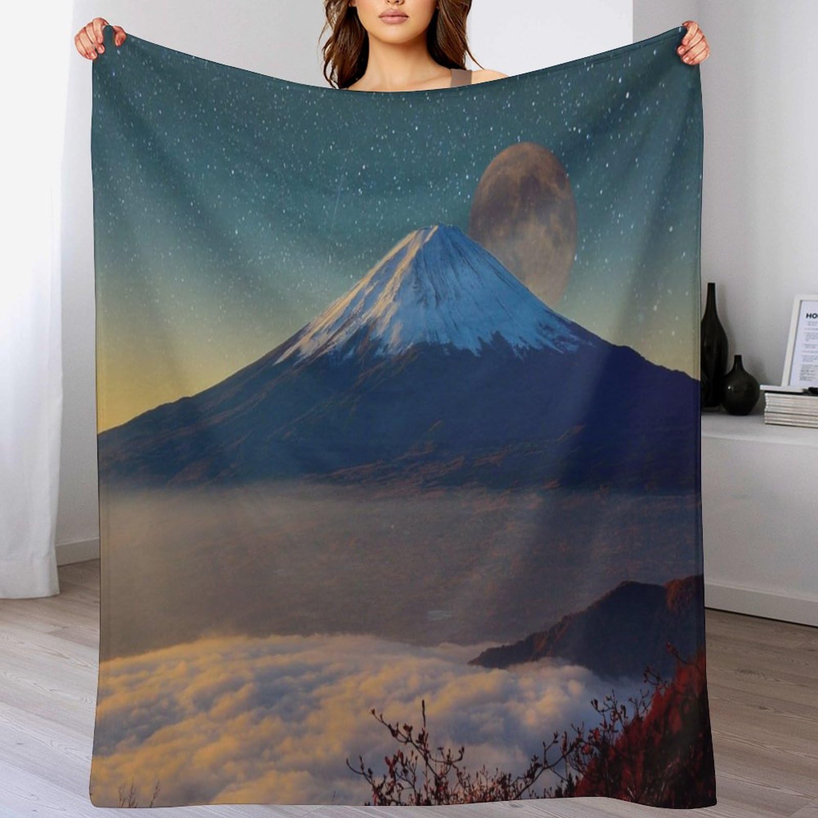 Couverture Mont Fuji chaud plaid polaire flannel canapé chambre lit