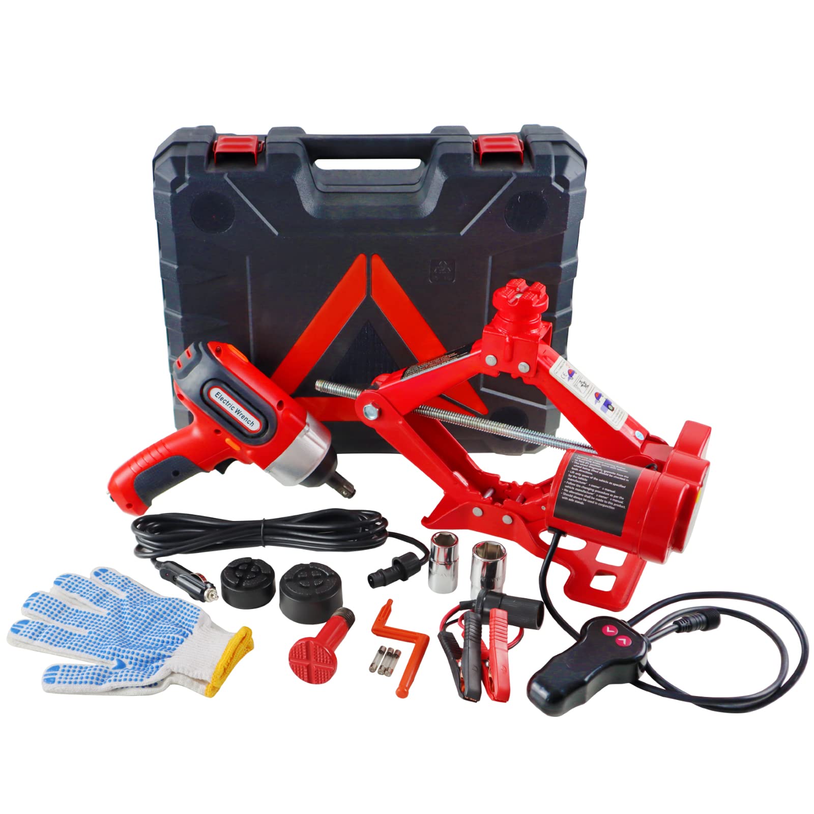 E-HEELP ZS3SJ-B05 Electric Car Jack Kit 3 Ton(6,600lb) 12V Scissor Jack with Electric Impact Wrench, Portable Emergency Car lift Tire Change Tools