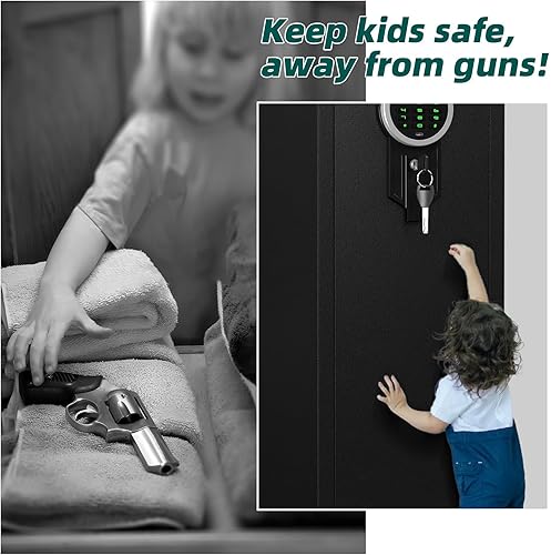 Miniatura 5 de Caja fuerte para pistola de rifles, contraseña de acceso rápido, 5-7 cajas fuertes para pistolas y rifle casero con teclado LCD, gabinete de armas