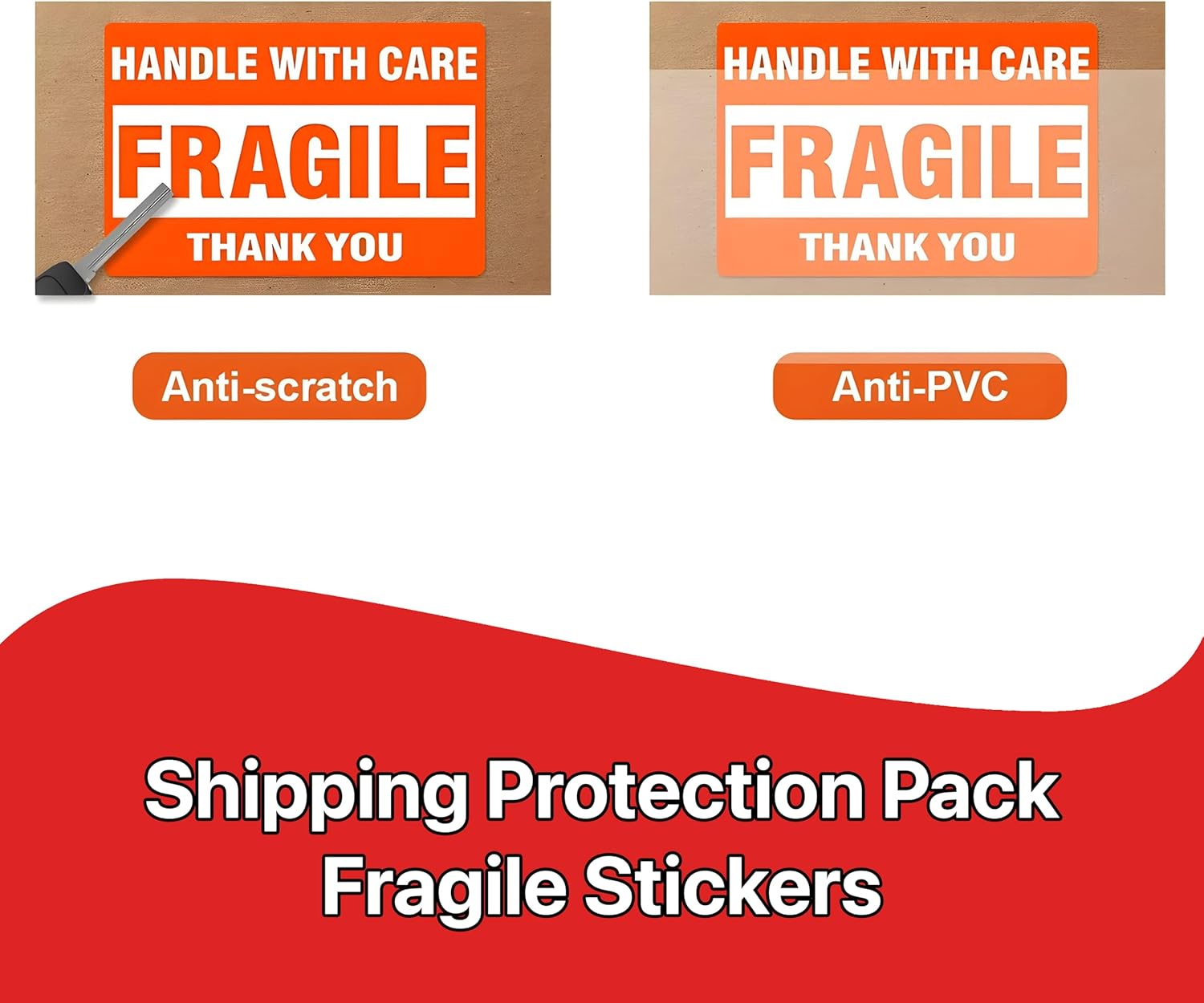 Fragile 3 x 5 inch - 2000 Stickers 4 Rolls Handle with Care - Thank You Warning Red Permanent Adhesive Labels for Shipping Moving Packing (4 Rolls, 3 x 5 inch)
