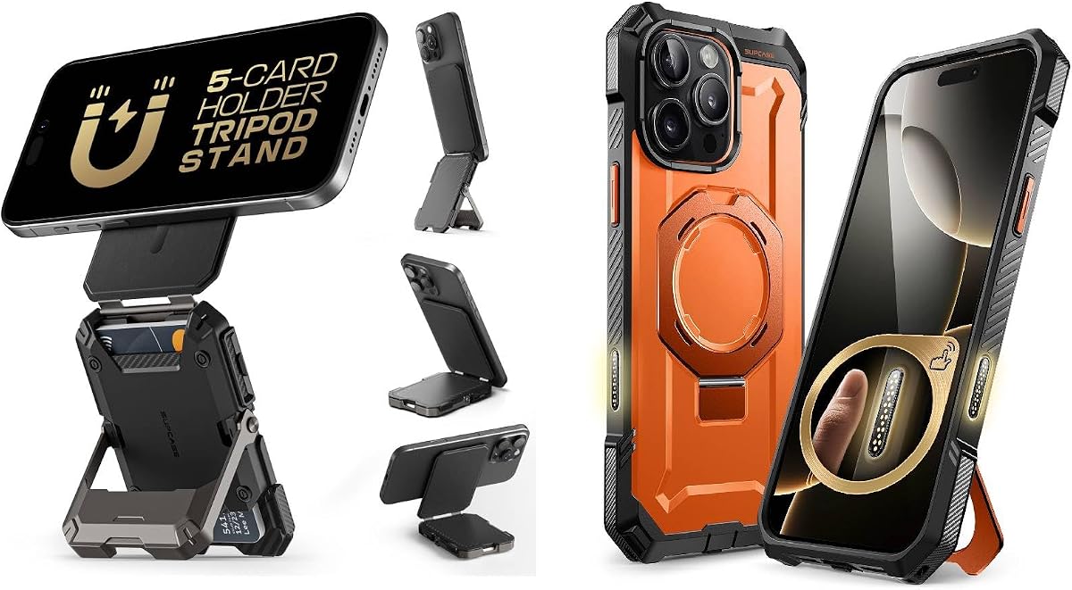 SUPCASE Bundle for iPhone 16 Pro Max Case UBMag Grip (Magma) & Magnetic Wallet