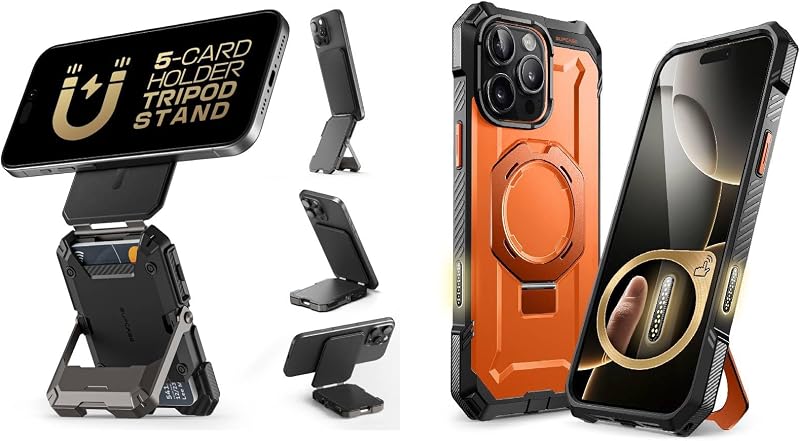 SUPCASE Bundle for iPhone 16 Pro Max Case UBMag Grip (Magma) & Magnetic Wallet