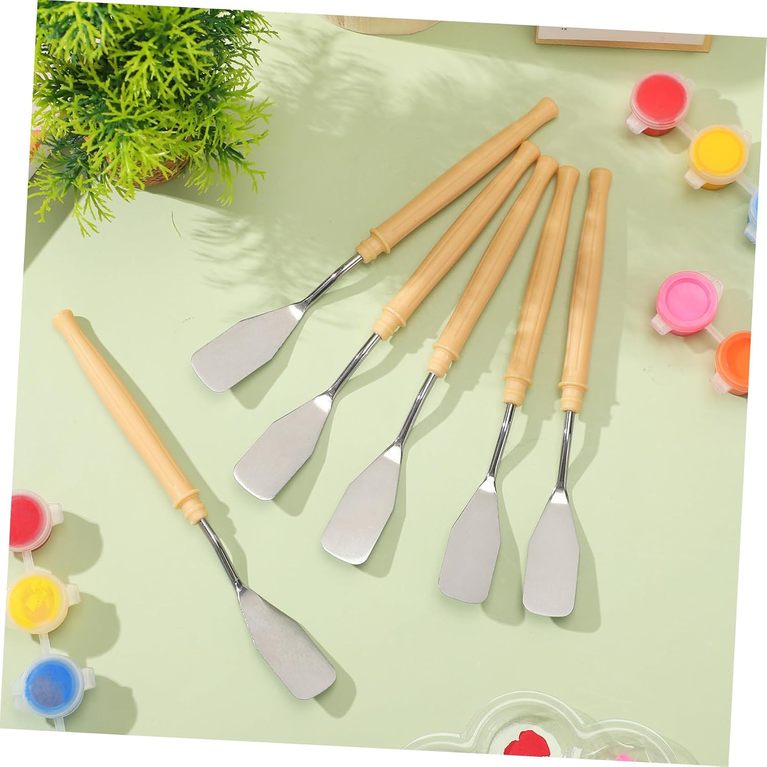 12pcs Painting Scrapers and Stirring Spatulas Set with Plastic Handles for Oil and Gouache Paint Mixing, Artist Palette Knives for Canvas Color Blending and Art Supplies