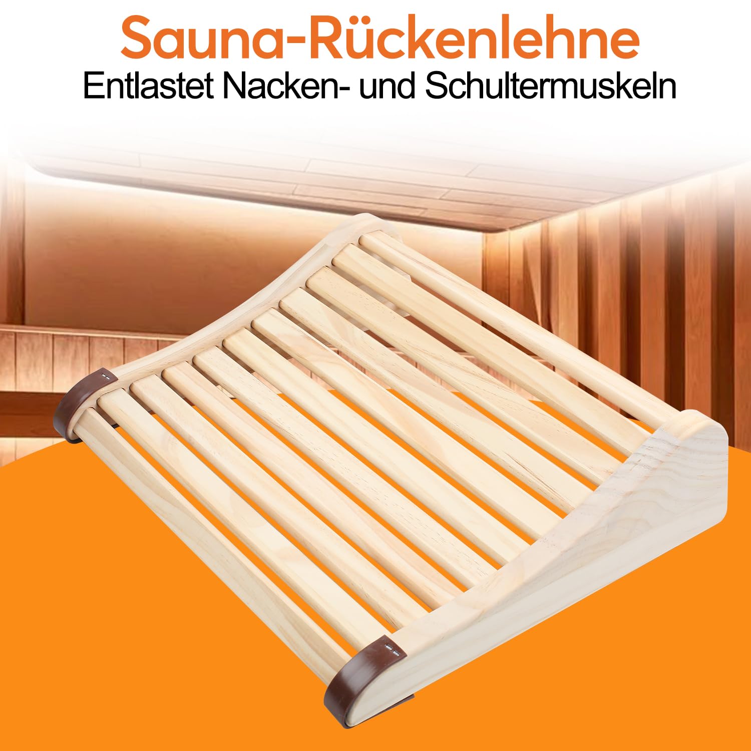 Appuie-tête en bois pour sauna - Ergonomique - 37 x 33 x 10 cm
