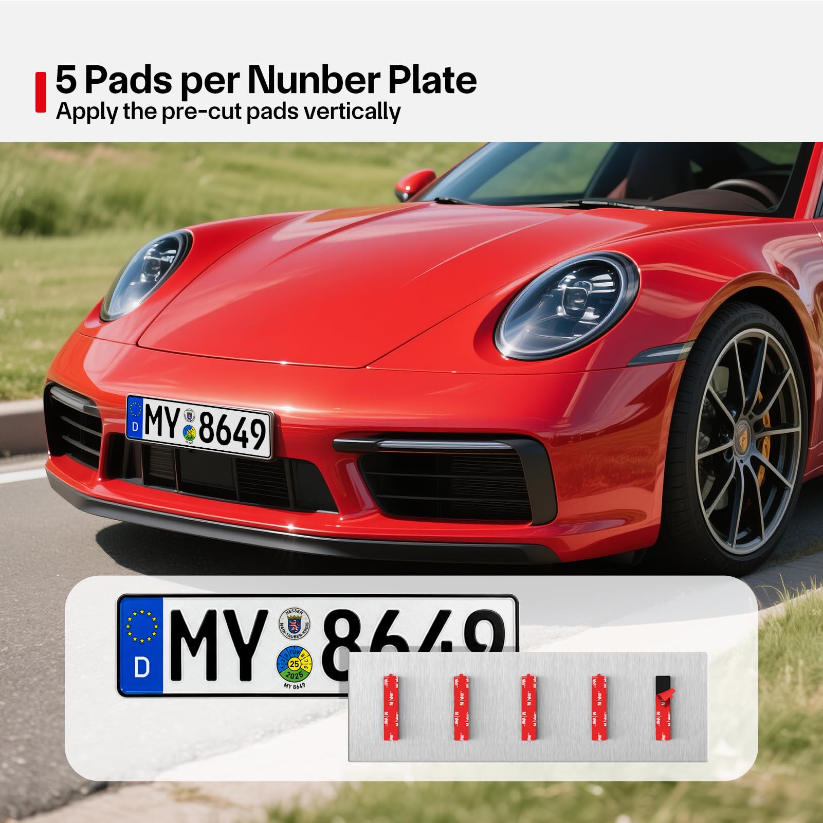 Number Plate Sticky Pads, 10 x License Plate Sticky Foam Pads, Numberplate Sticker Pad, Extra Strong Double Sided Number Plate Tape Heavy Duty for Vehicle Number Plates, Licence Plates — view 6