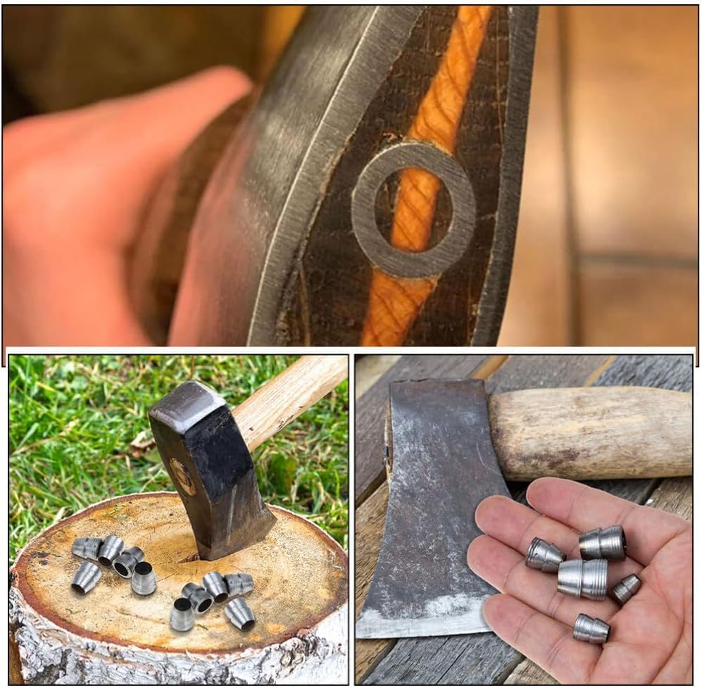 Miniatura 4 de Kuuleyn Mango de hacha, cuñas de mango redondo, 20 cuñas de mango redondo de seguridad, mango de martillo de acero, juego de cuña para hacha, garra,