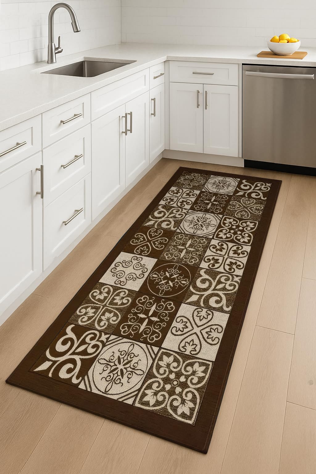 Tappeto Cucina Antiscivolo Lavabile - 55x80cm - Made In Italy - Colore Maiolica/Tortora - Foto 3