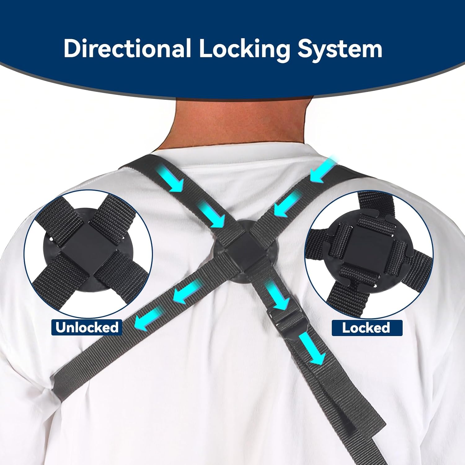 5702957 Arm Sling, Adjustable shoulder Strap with 4-Lab Lock, Breathable fabric for All-Day Comfortable, Black (Large: Height 5'10"-6'4",Weight 180-235 lb)