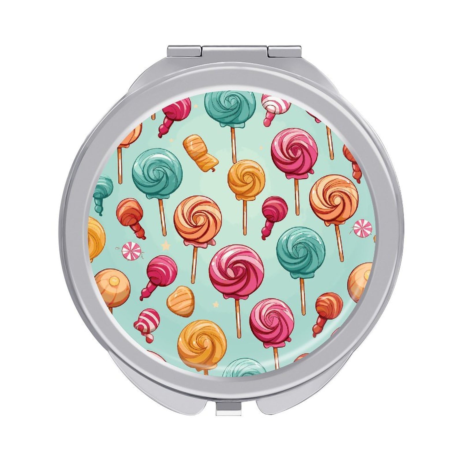 JTREHY Candy Makeup Mirror Portable Folding Mirror Compact Travel Mirrors 2-Sided Round Pocket Mirrors Cute Handheld Beauty Mirror for Handbag Purse for Women Gift