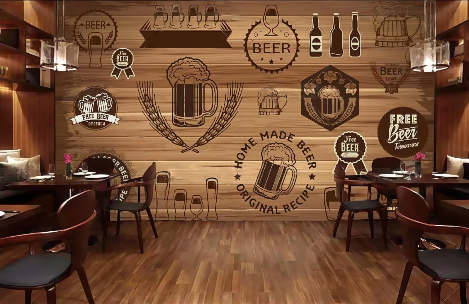 Papel tapiz retro de madera con letras artisticas texturizadas mural elegante de 150x105 1