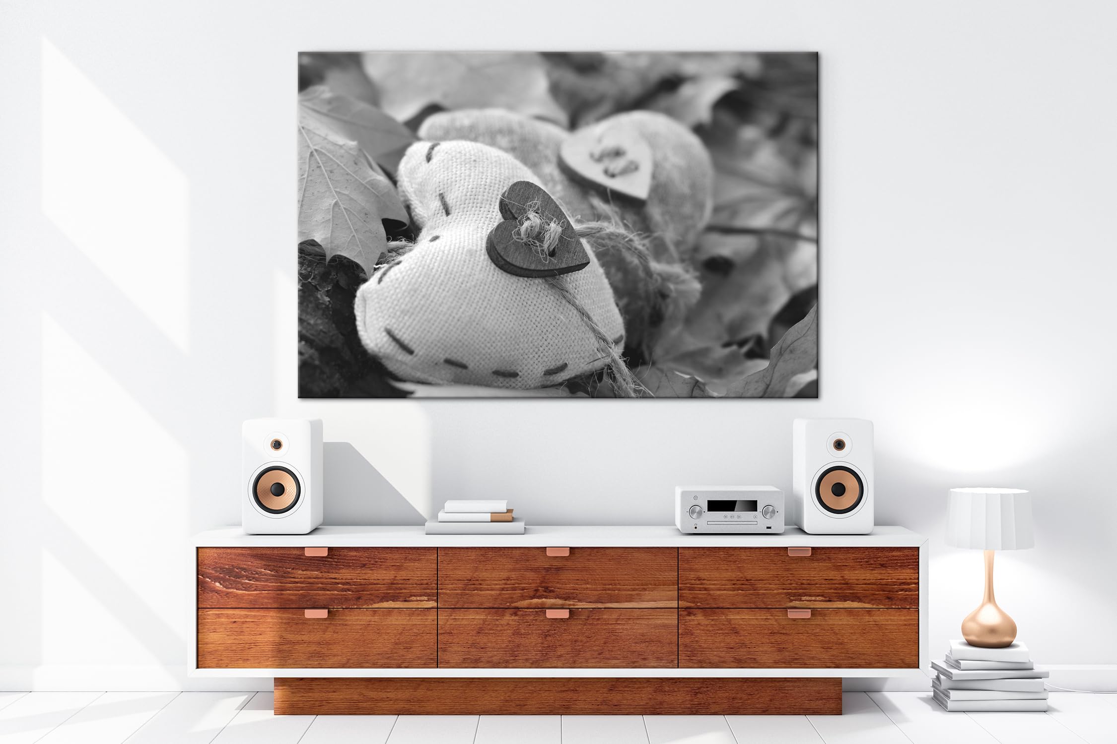 deyoli Décoration automnale - Format : 75 x 50 cm - Effet : noir/blanc - Impression numérique de qualité supérieure avec cadre en bois