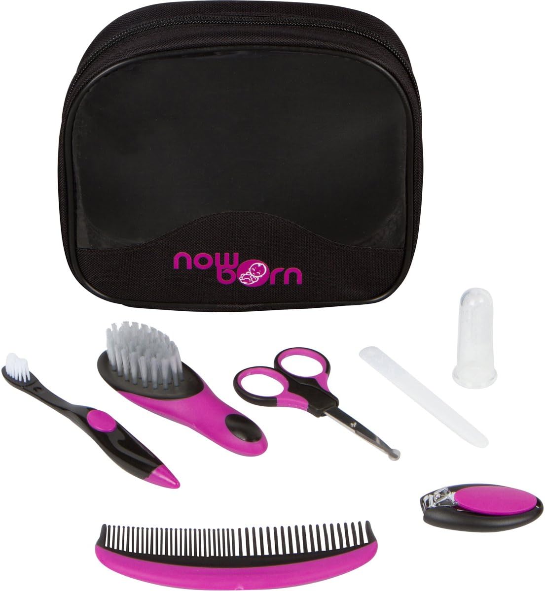 Baby Grooming Kit - 7 Piece Healthcare Set – Black and Purple Unisex Color Toiletries
