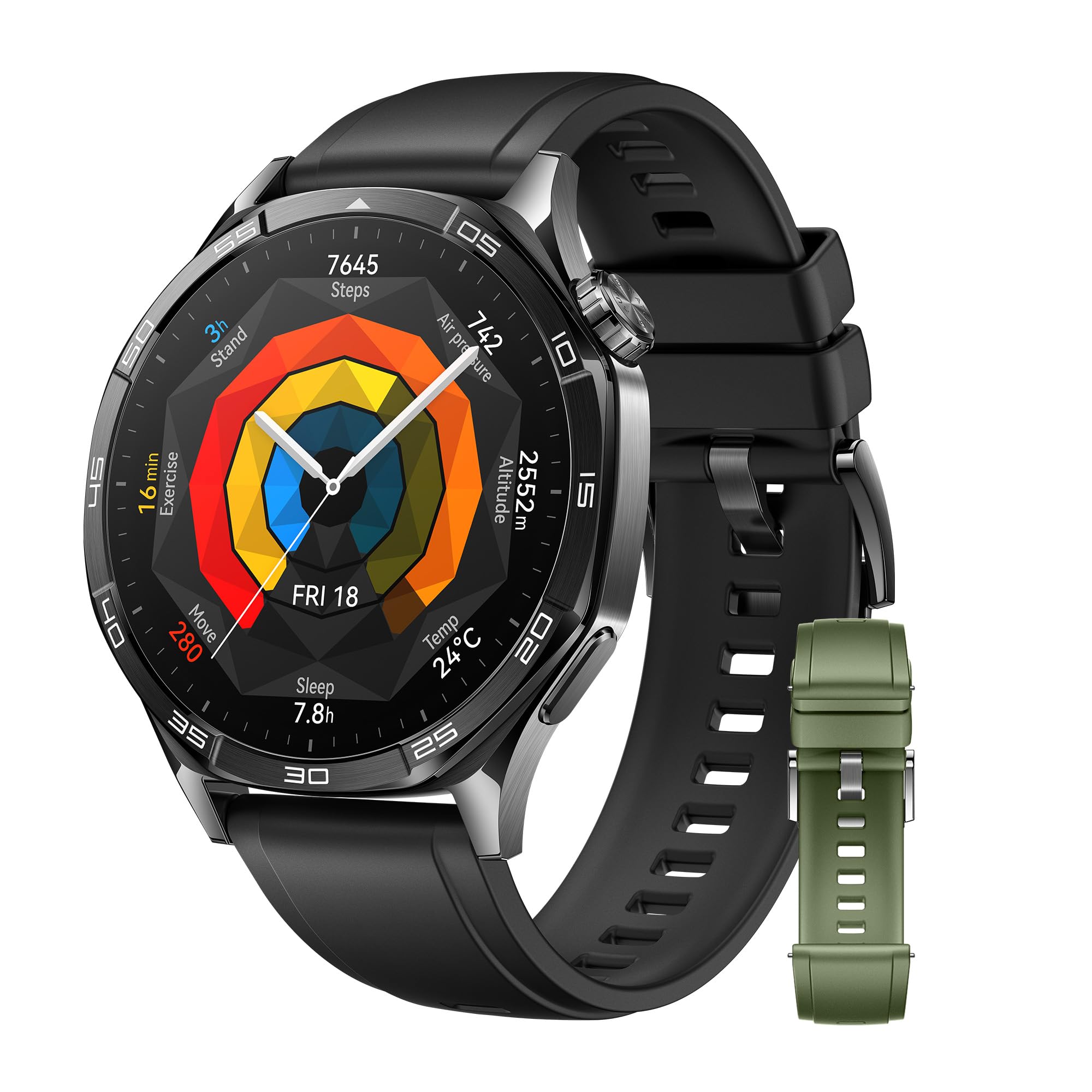 HUAWEI Watch GT 5 46mm Negro + Correa de Fluoroelastómero EasyFit 3 Verde Abeto (46mm)