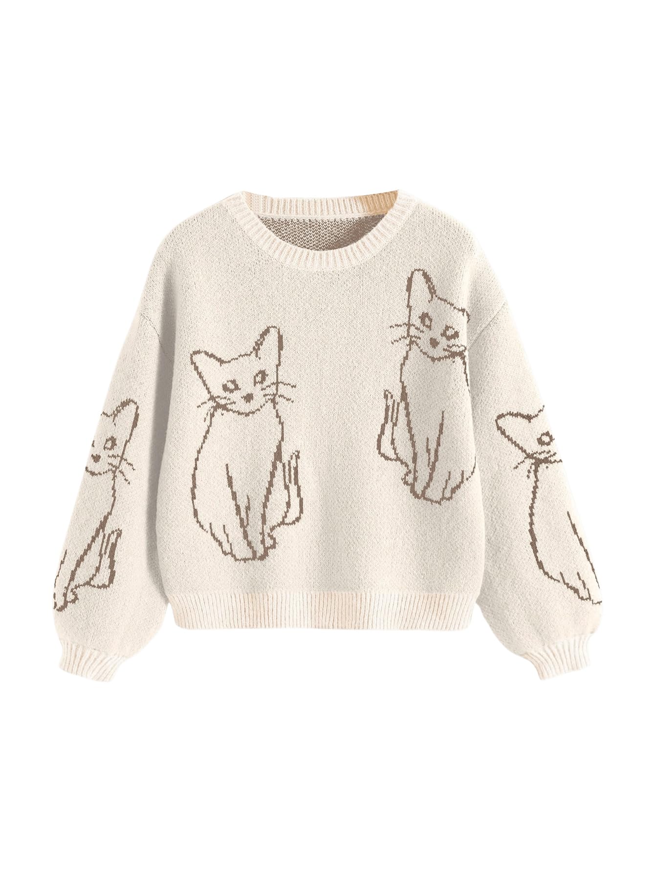 Tシャツ・カットソー +AMBLER+ Cat biting Cat pullover neck crew sweater knit gray AMBLER Cat Biting Cat Crew Neck Sweater – SeoulSeoul