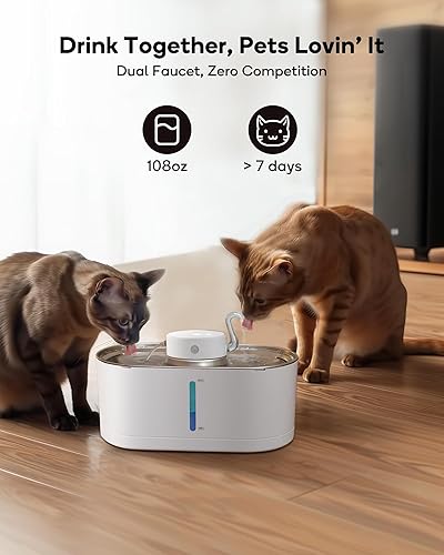 Miniatura 6 de Fuente de agua inalámbrica para gatos, fuente inalámbrica de 108 oz3.2 L para beber, fuentes de agua para mascotas para gatos en interiores,