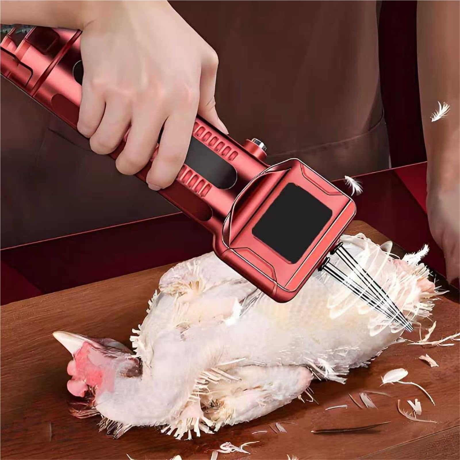 MRKU Electric Chicken Plucker Machine,Handheld Poultry Feather Remover with Stainless Steel Cone Head,Adjustable Tightness,4700 RPM