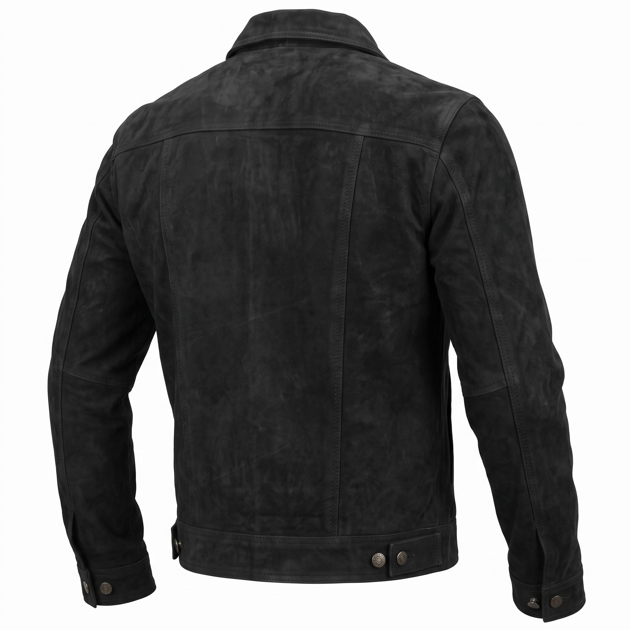 MDM Matt Schwarze Büffel Nubuk Lederjacke für Herren