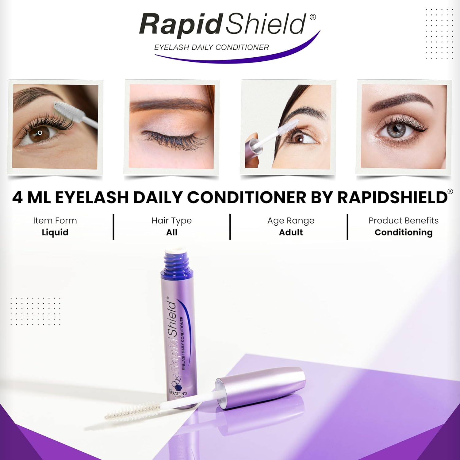 Eyelash Daily Conditioner – Lash Conditioner and Eyelash Serum Primer for Elements Daily Shield, Amplifying the Look of Natural Volume and Definition with Hexatein 3 Complex – 4 mL - Image 4