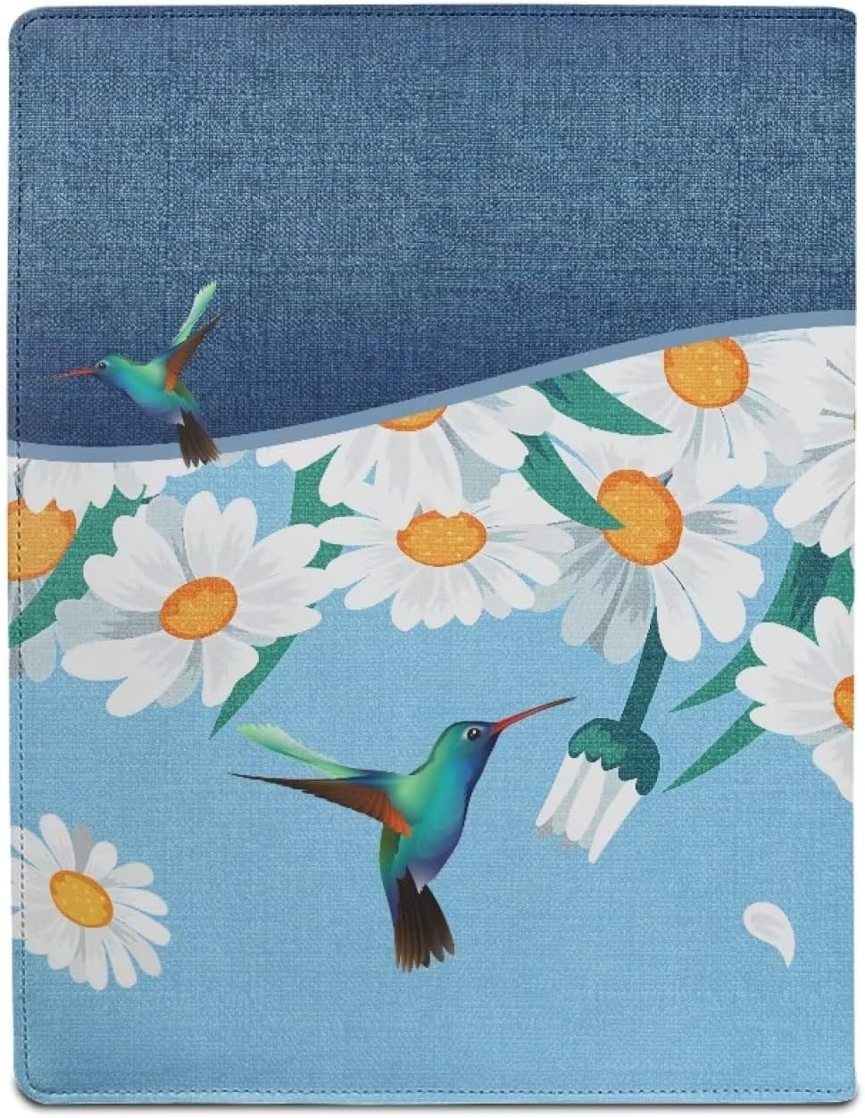 Hummingbirds Daisy Clipboard Folder Padfolio, Business/Resume Portfolio Folder, PU Leather Clipboard Clip Interview/Conference Document Portfolio Organizer