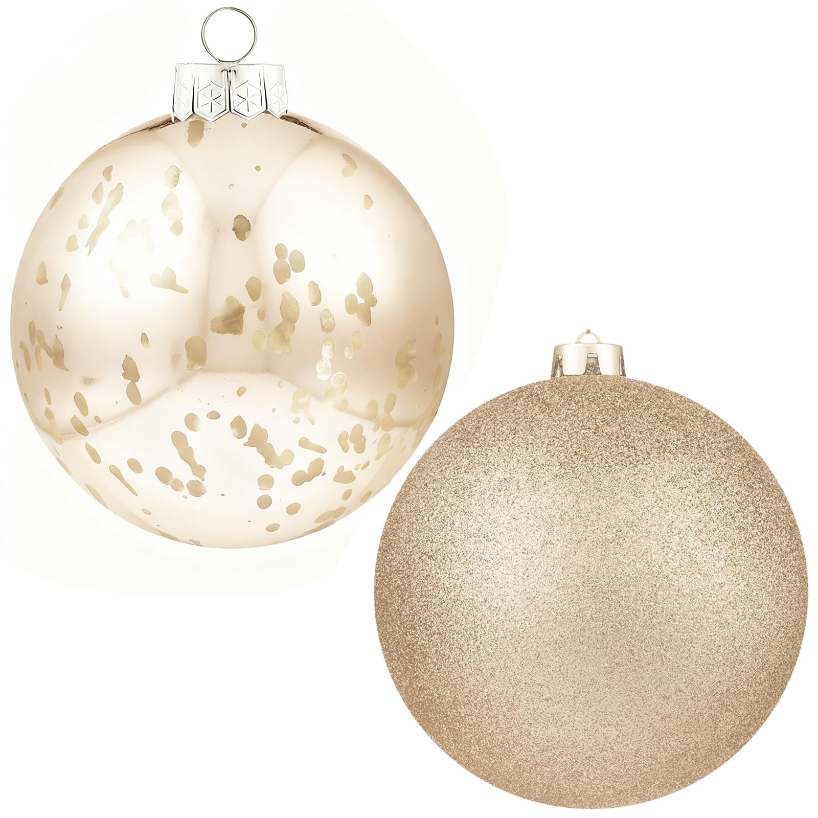 XmasExp 6in Large Christmas Ornaments Christmas Ball Ornaments Giant Tree Decoration Shatterproof Decorative Hanging Balls for Holiday Party Decor(Champagne,2pcs)