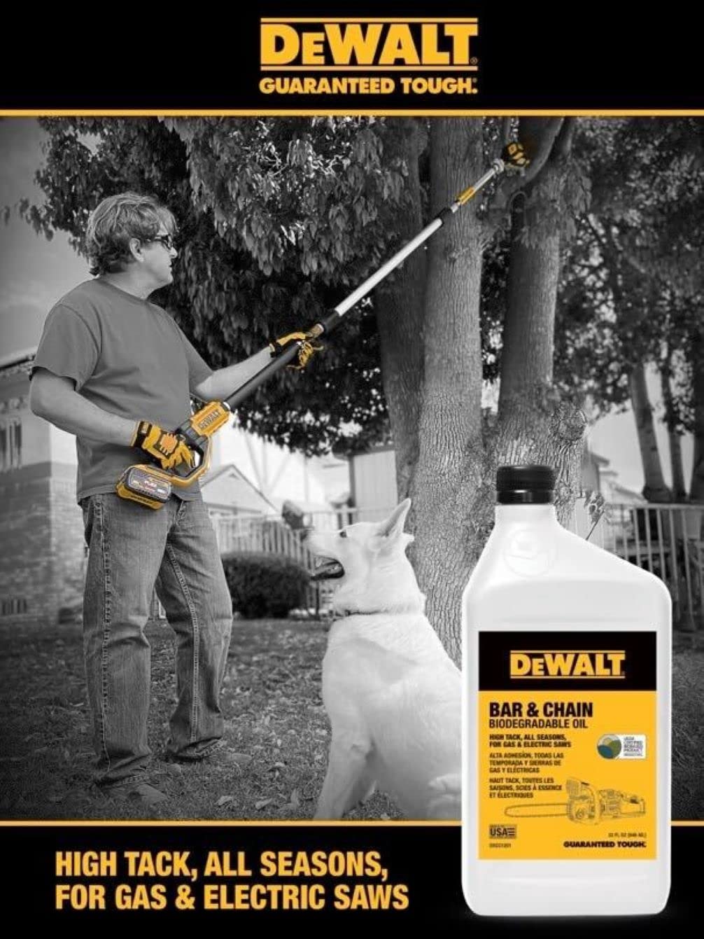 DEWALT – Biodegradable Bar & Chain Oil – Green, Eco-Friendly, Non-Toxic Professional Bar & Chainsaw Lubricant (16 oz (Case of 2))
