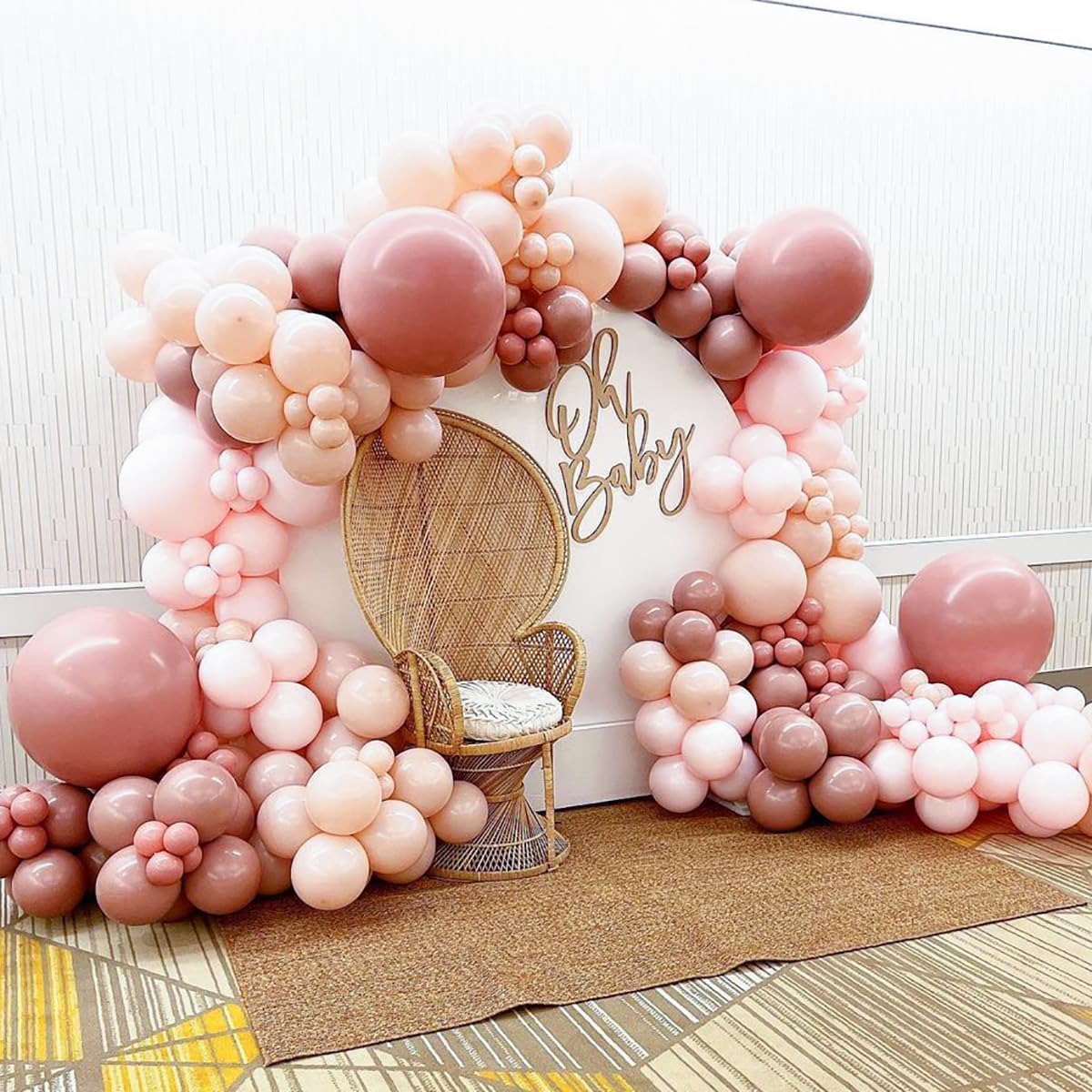 Condition photo showing New/Like New for blush dusty pink balloon garland double stuffed baby pink balloon latex rose pink balloon arch kit pastel pink balloon set for boho wedding baby shower princess birthday party bridal shower decoration