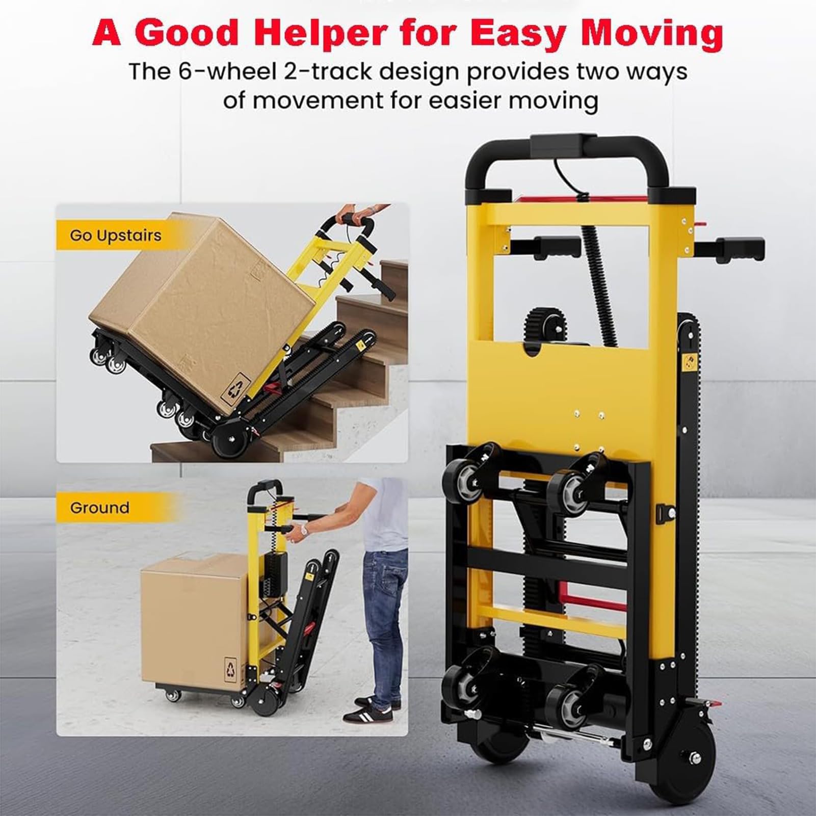 Carro Eléctrico para Subir Escaleras Multifuncional Carros para Subir Escaleras con Carga Carretilla para Subir Escaleras Eléctrica Portátil Mover Muebles Equipos Pesados,04