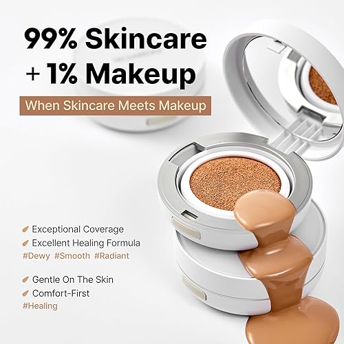 Miniatura 2 de TROIAREUKE A+ Cushion Foundation (Shade 21) I Natural Coverage Foundation Maquillaje, acabado hidratante para pieles sensibles, grasas, combinadas,