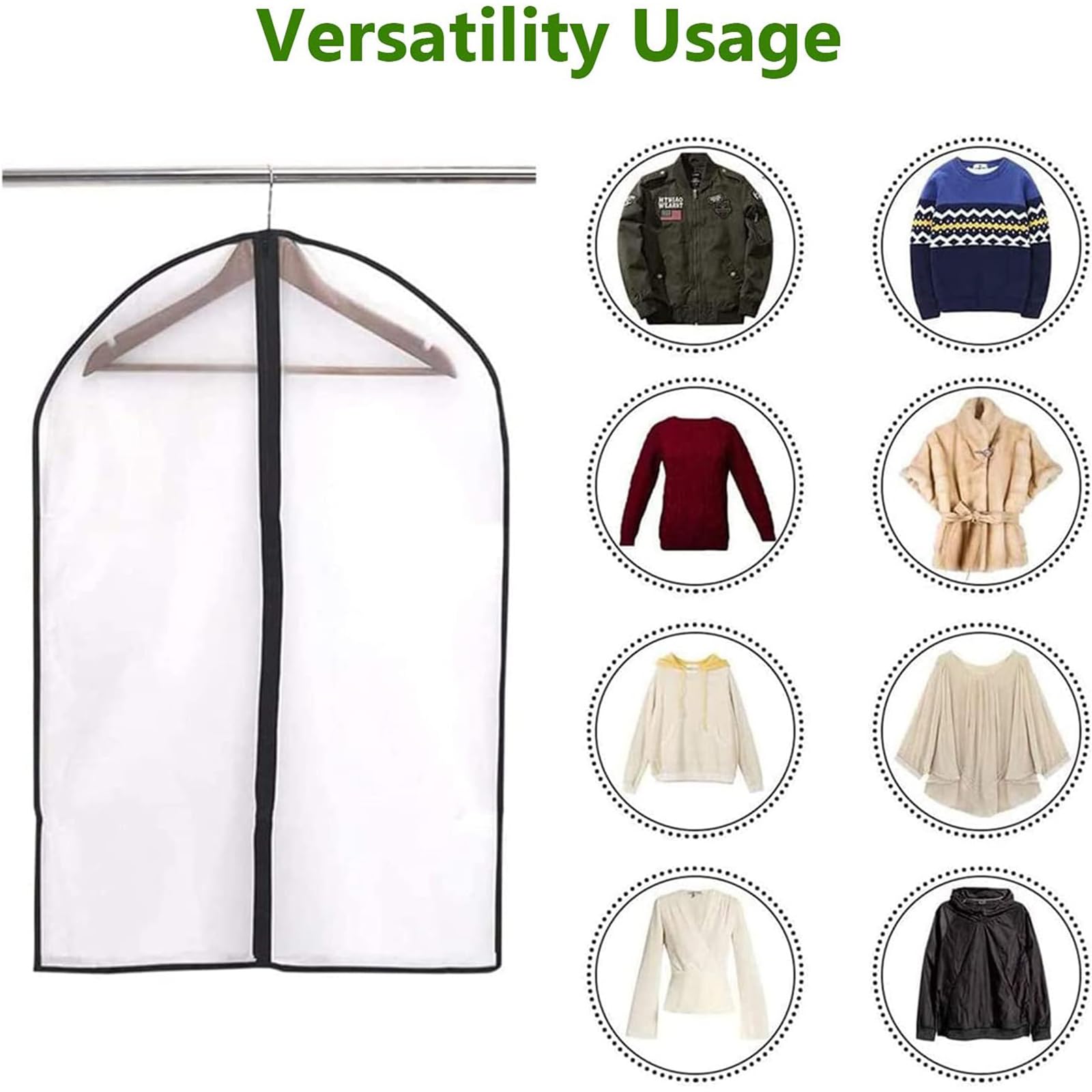 Lot De 6 Housses De Rangement Vêtements Transparentes - 100 Cm, étanches, Anti-poussière