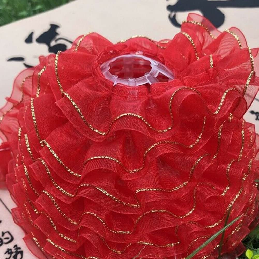 GNSN 19 Yard Frill Ribbon Pleated Ruffled Tulle Trim DIY Sewing Edging Craft (Red,Width 1in/2.5 cm)