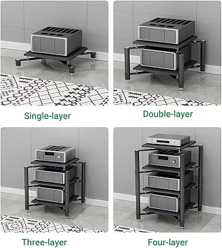 AV Media Stand, Audio Equipment Rack, Corner Media Cabinet, Stereo Cabinet, Audio-Video Shelving for Family Entertainment Center, 2-Layer
