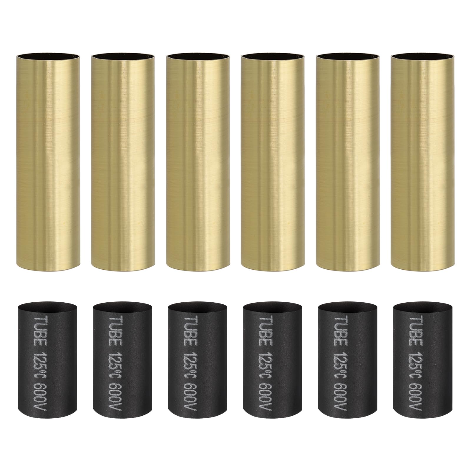 PATIKIL 3" Tall Candle Covers Sleeves, 6Pcs Metal E12 Chandelier Socket Sleeves with Insulation Heat Shrinkable Flame Retardant Tube Bulb Light Base Holder for Lamps, Bronze