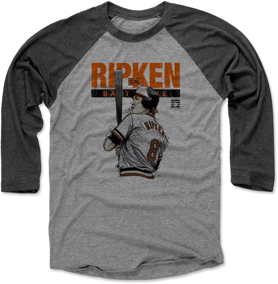 500 LEVEL Cal Ripken Jr. 3/4 Sleeve Raglan T-Shirt - Cal Ripken Jr. Batters Box Baltimore