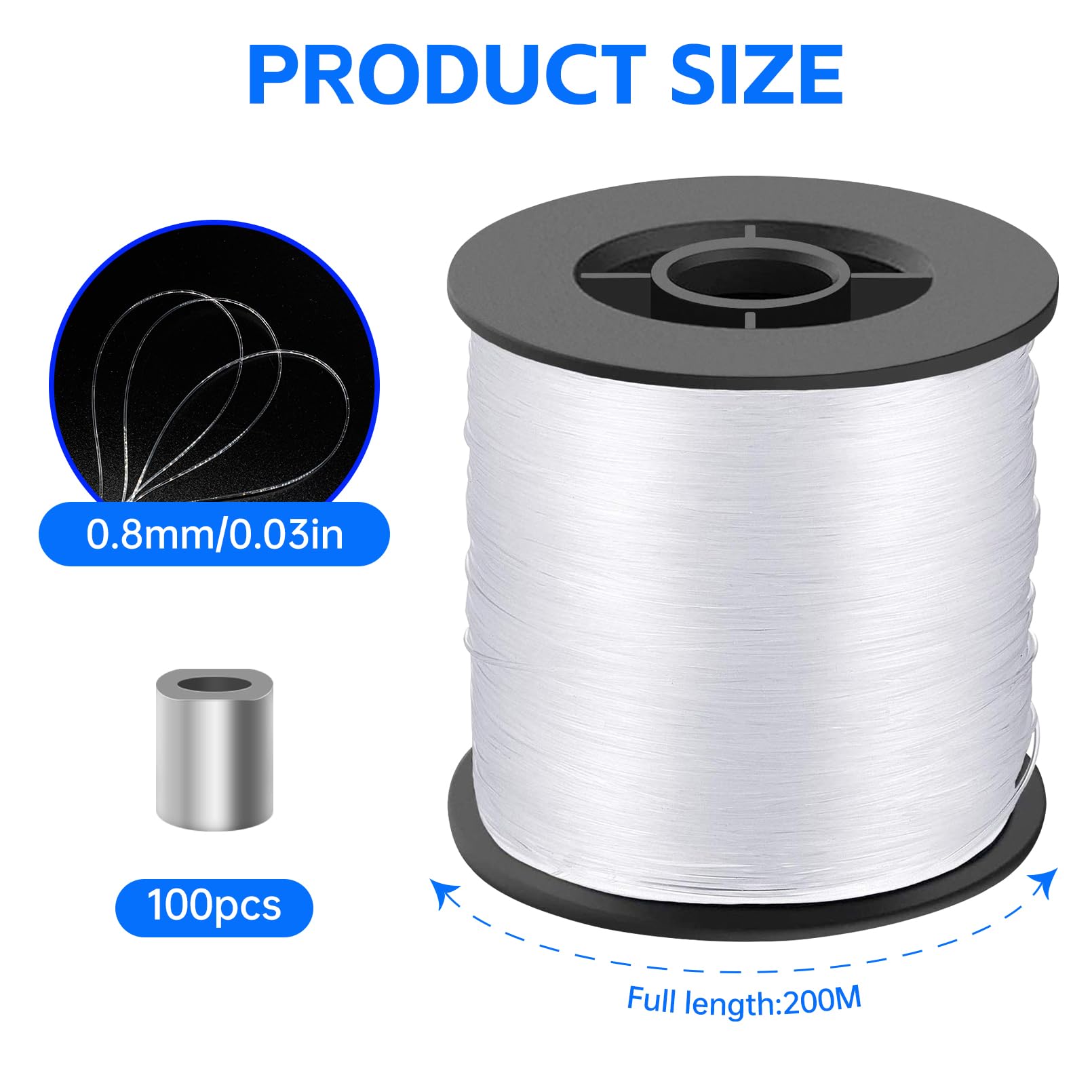 Fil De Pêche Transparent 200m - Invisible Et Solide (18,1 Kg) - Pour Ballons, Décoration, DIY