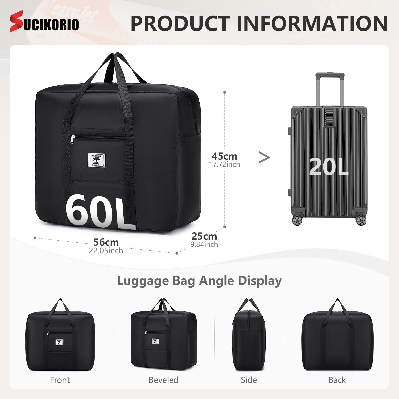 56x45x25cm New easyJet Jet 2 Sac de Voyage Cabine Avion sous Le Siege, étanche Oxford Bagage Cabine a Main 63L Grande Taille Imperméable Valise de Cabine Sacs Weekend pour Homme et Femme