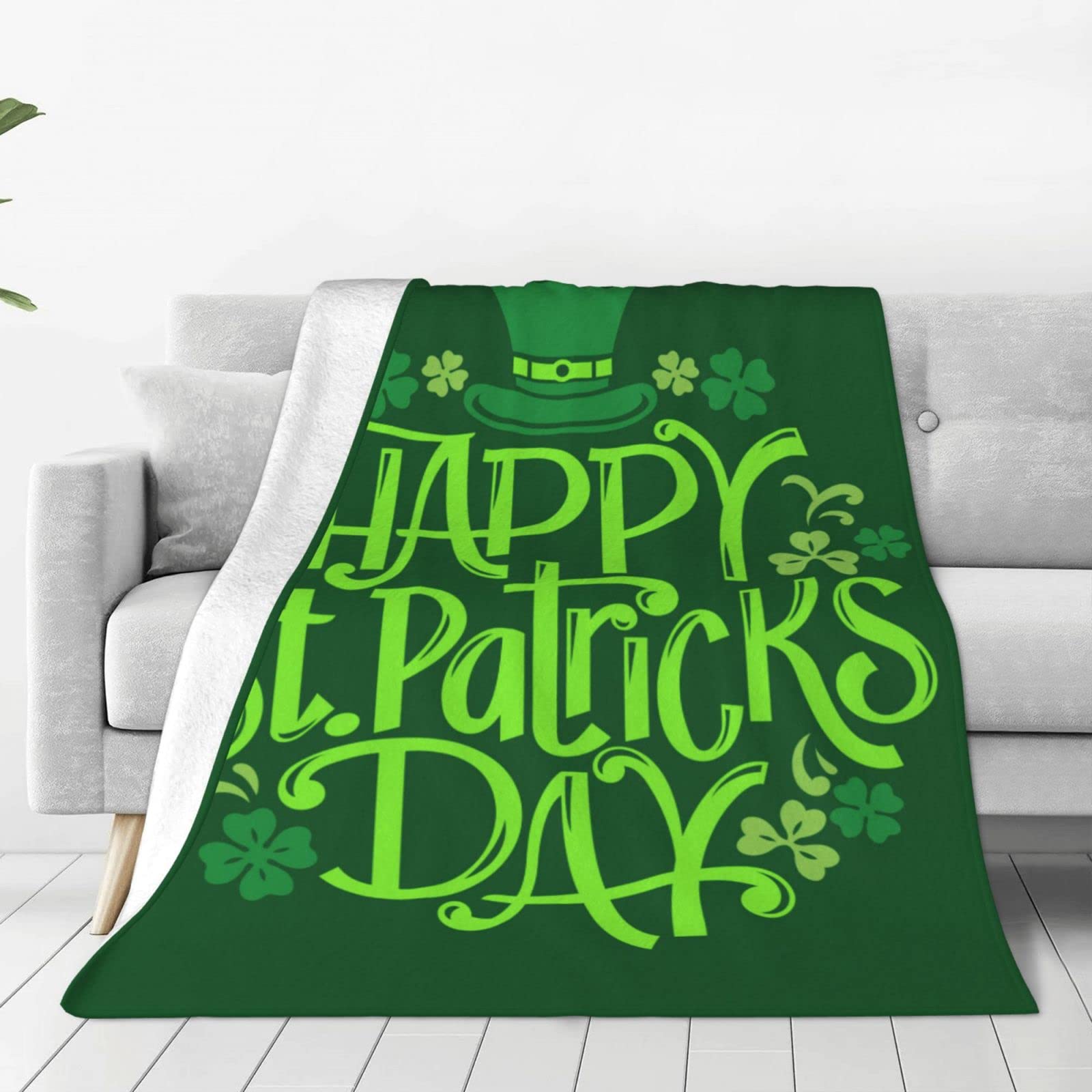 Lsjuee Throw Blanket St. Patrick's Day Warm Cozy Soft Lightweight Flannel Fleece Blanket for Bedroom Sofa Room Home Decorative Fuzzy Blanket 50"x40"