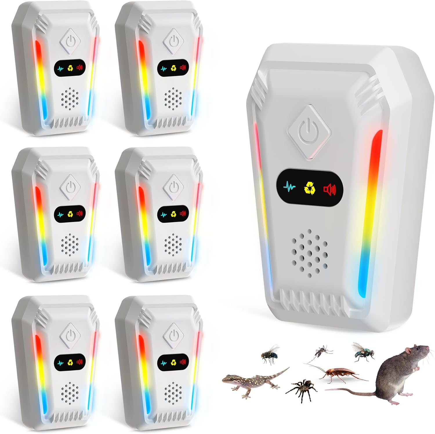 2026 Upgraded Ultrasonic Pest Repeller 6 Packs, Pest Repellent Ultrasonic Indoor with 3 Auto-Adjusting Modes, Bug Repellent Plug in for Roach, Rat, Mouse, Insect Repellent for Home (White)