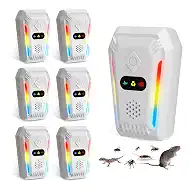 6-Pack Ultrasonic Pest Repeller, Plug-in Indoor Ultrasonic Insect Repeller with 3 Auto-Adjusting Modes, Bug Repellent for Roach, Rat, Mouse & Insects, Home Use (White)