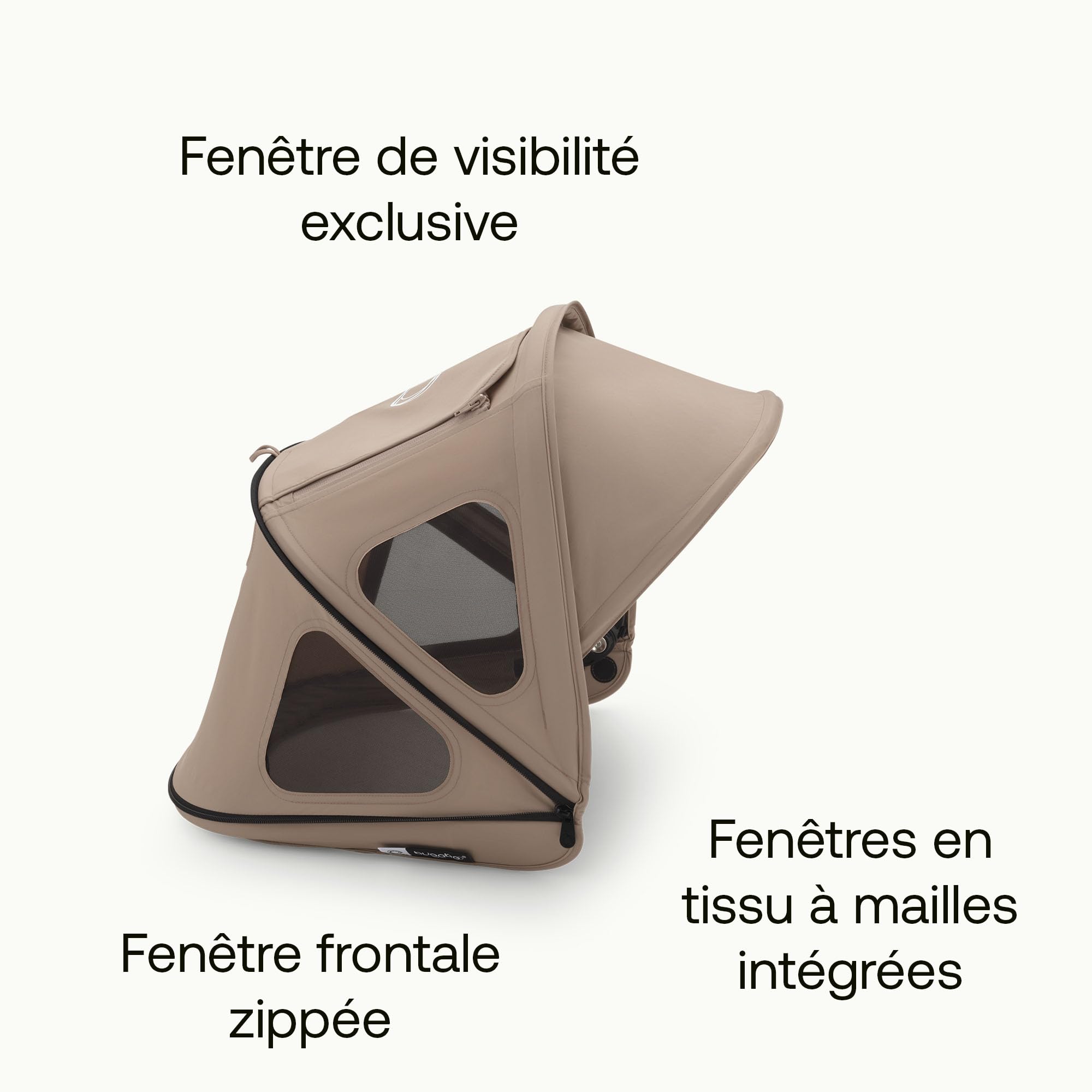 Bugaboo Dragonfly Breezy Solufflet, Extensible pour une protection complète et une protection solaire optimale, Desert Taupe
