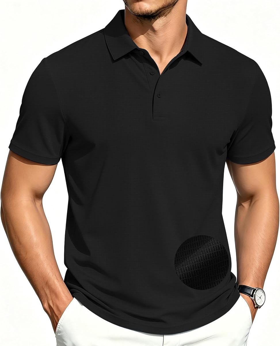 ZITY Mens Polo Shirts Short Sleeve Performance Moisture Wicking Work Golf Shirt