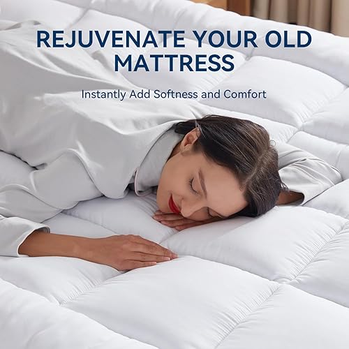 Miniatura 4 de BDEUS Cubrecolchón extra grueso tamaño individual XL, acolchado alternativo 7D, funda suave y transpirable, se estira hasta 18 pulgadas de