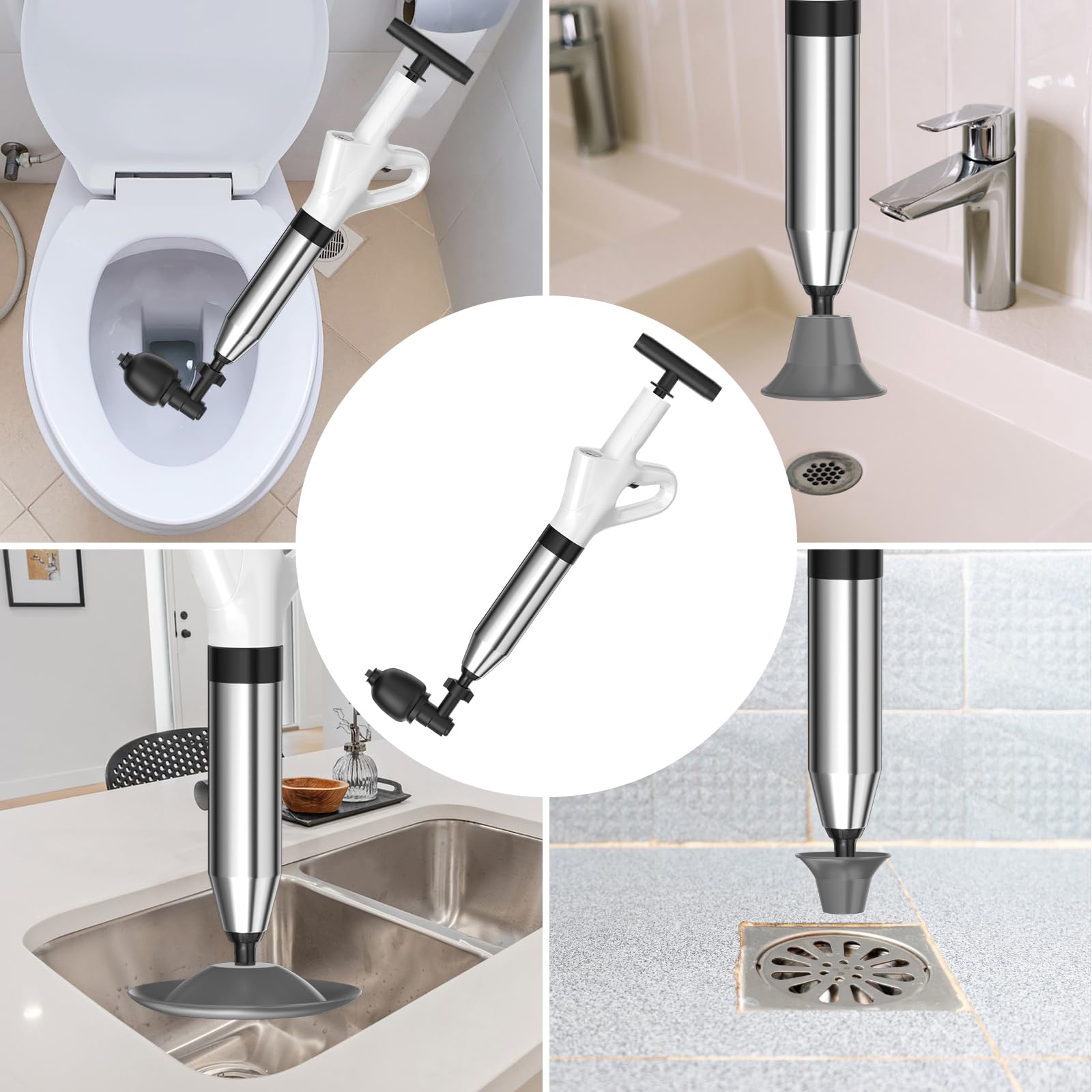 7 Pièces Deboucheur Wc Evier Canalisation, Pompe Débouche Evier Wc, Poire Débouchage Wc, Piston pour Déboucher les Toilettes, pour Déboucher les Toilettes, Baignoire, Drain de Sol