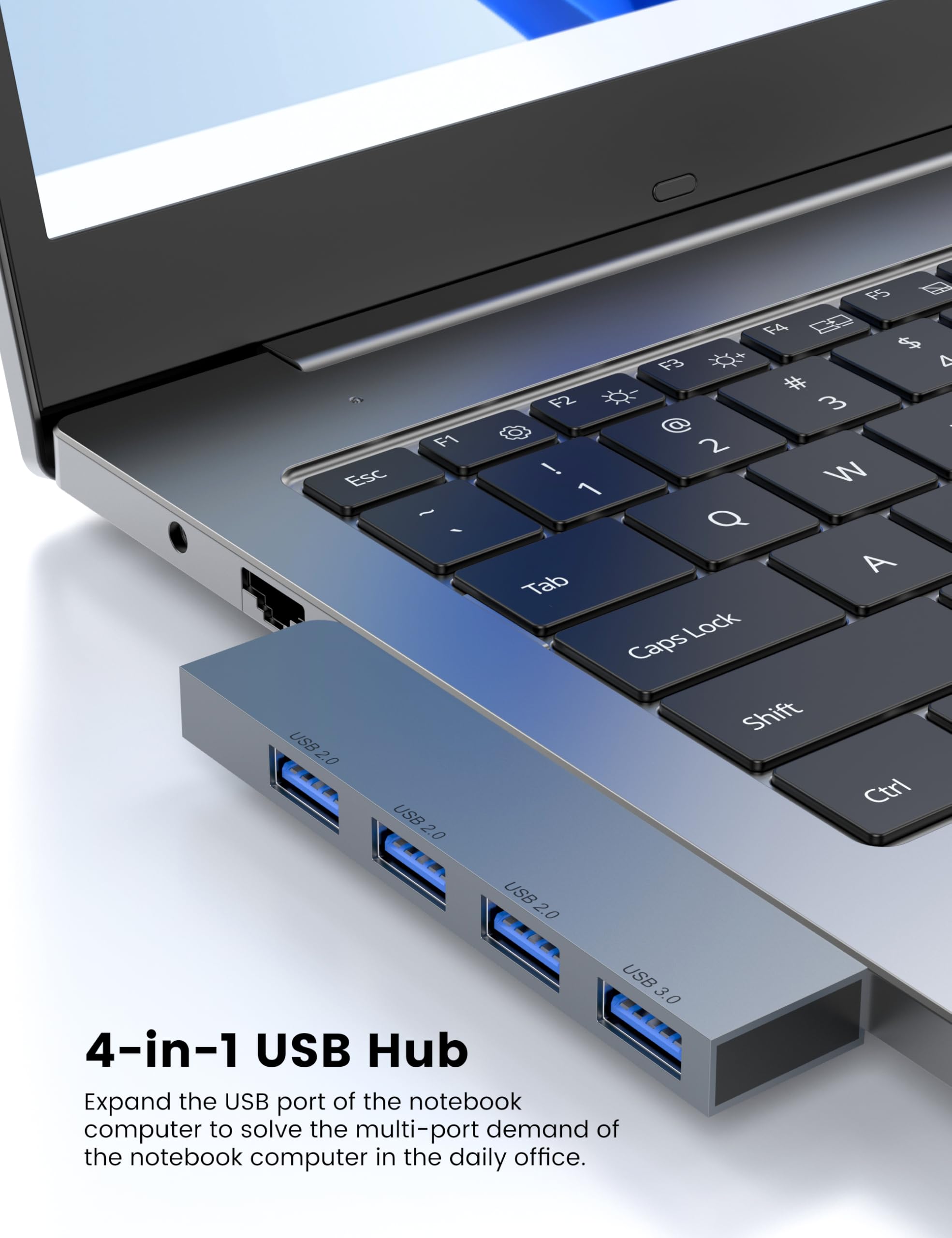 Fidioto Hub USB 2-pak, 4-portowy koncentrator USB (1 x koncentrator 3.0, 3 x koncentrator 2.0), rozdzielacz USB do laptopa, Xbox, pendrive'a, HDD, konsoli, drukarki, aparatu, klawiatury, myszy
