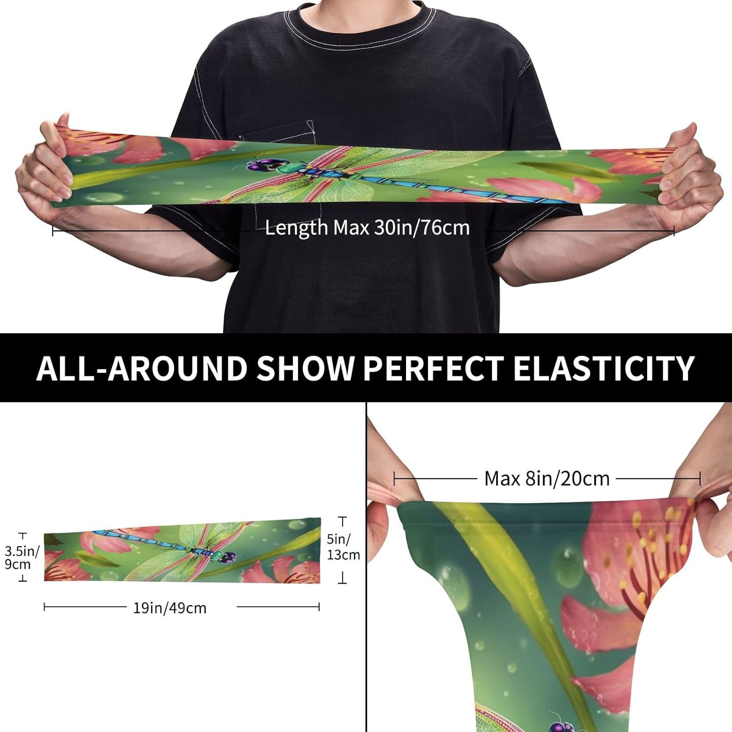 Dragonflies and Flowers Arm Sleeve for Men Women UV Protection Cooling Sun Sleeves Compression Tattoo Sleeve Cover