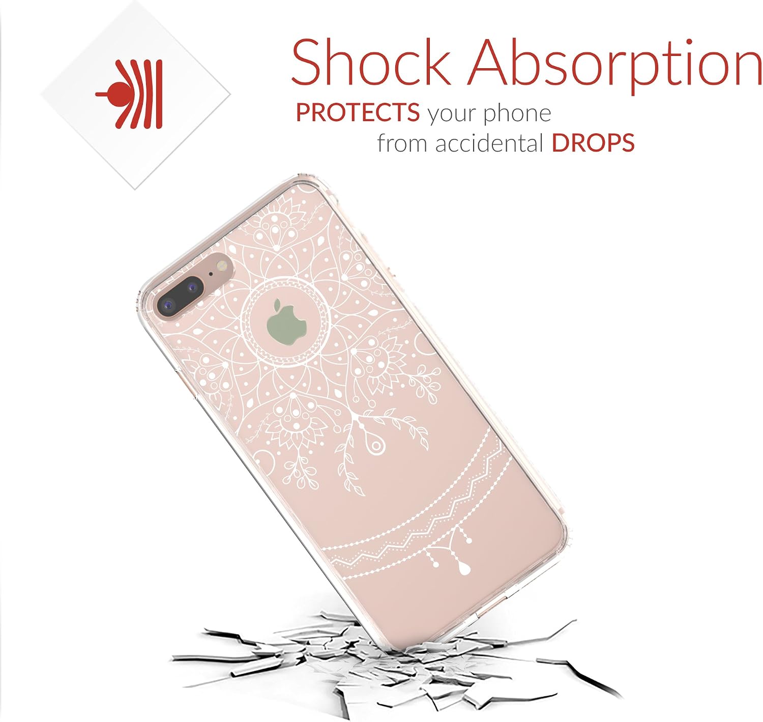 Crave iPhone 7 Plus Case, Clear Guard Protection Case for Apple iPhone 7 Plus (5.5 inch) - Henna Leafy Edition