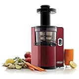 Omega Juicer Cold Press Vertical 43 RPM Slow Masticating Compact Juice Extractor for Fruits and Vegetables Quiet Operation with 3 Stage Auger Automatic Pulp Ejection and No-Drip Tap, 150-Watts, Red